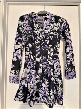 Anthropologie Corset Shirt Dress Floral Mini Black & Purple Size 4